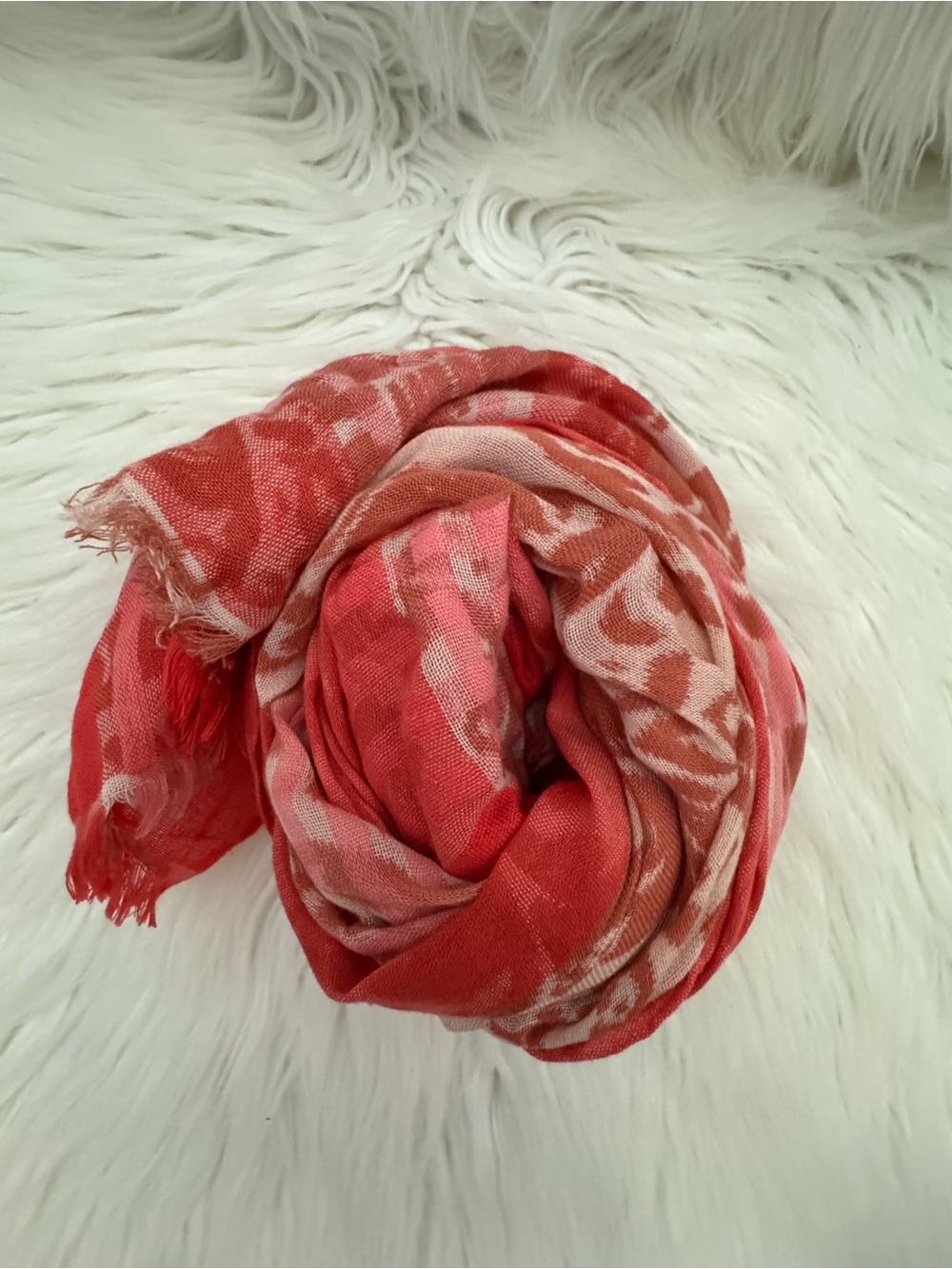 Lightweight Coral and Cream Women's Scarf